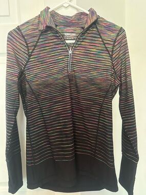 Kirkland Signature Multicolor Striped Quarter-Zip Active Top